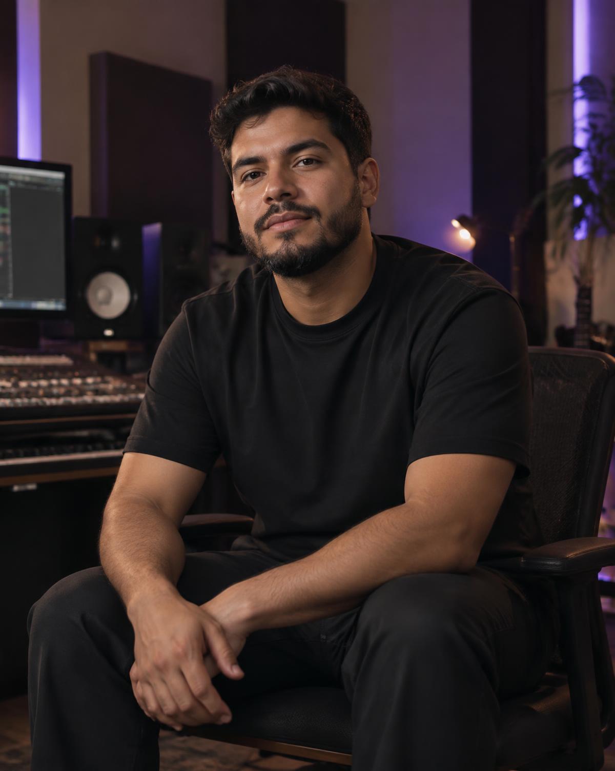 Joel, creador de Soundly, en un estudio de producción musical